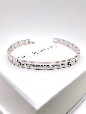 Watch Buckle Bracelet Platinum Plated with Real Zirconia | Lightweight Luxury